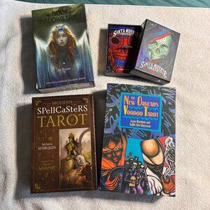 5 tarot deck Bundle, Voodoo, Santa Muerte, Book of Shadows, Spellcasters Tarot